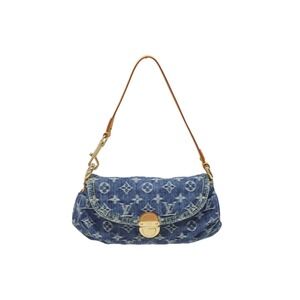 LOUIS VUITTON Pleaty handbag Monogram denim leather blue